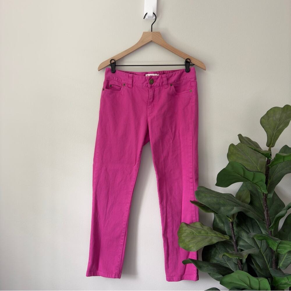 Vineyard Vines Hot Pink Jeans Barbiecore Denim Cotton Stretch Spandex Button Zip